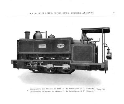 <b>Locomotive des Usines de MM. F. de Saintignon & Cie</b><br>Longwy